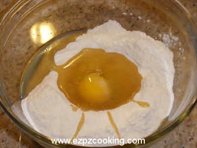 Mix oil and egg