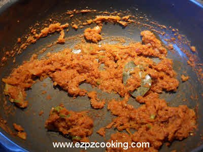 Saute tomatoes for curried kale chane