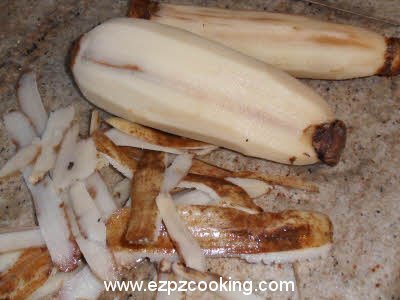 Peel lotus roots and wash them