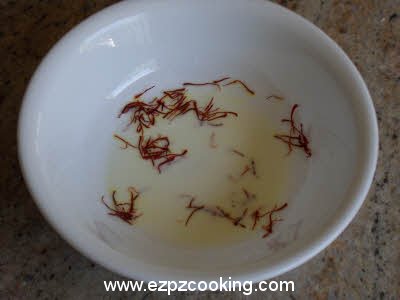 Soak saffron threads in a teaspoon of warm milk