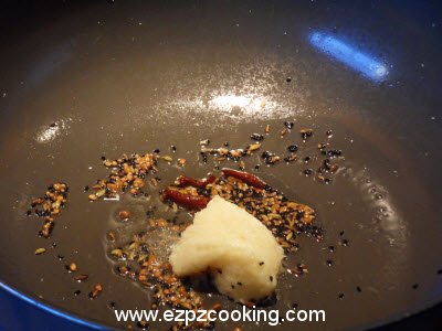 Add ginger garlic paste to the wok
