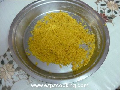 Mix spices and oil in besan