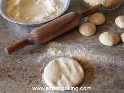 Flatten the dough for gobhi parantha