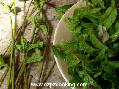 Separate mint and coriander leaves from stems