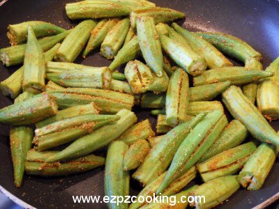 Cook stuffed bhindi