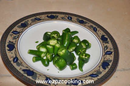 Dice the chillies for thecha