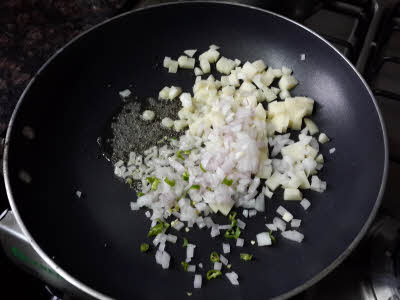 Saute onion potato