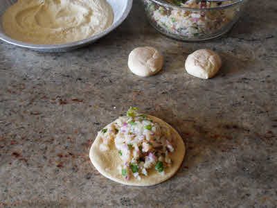 Stuff the filling for aloo parantha