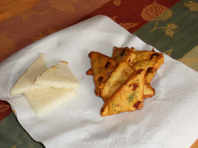 Drain fried bread on paper towel