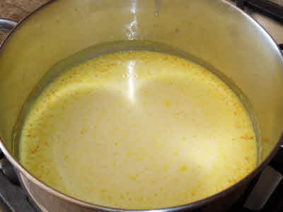 Added besan mixture for kadhi