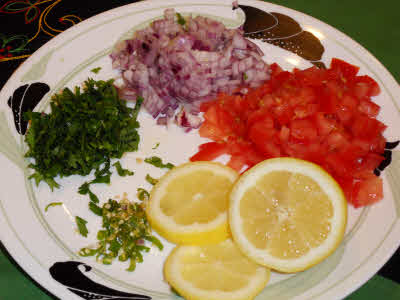 Chop vegetables for moong dal snack