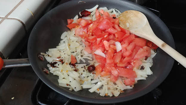 add coarsely chopped onions