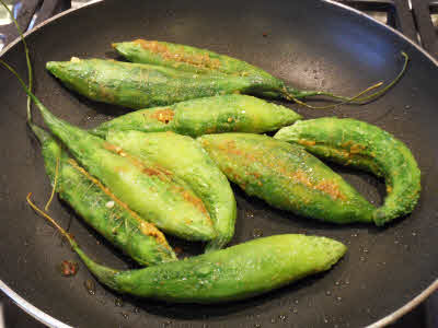 Fry stuffed karela