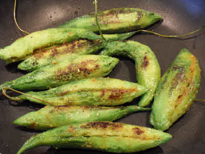 Fry stuffed karela