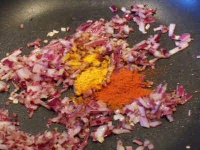 Add spices for panner bhurji