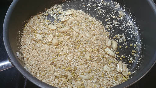 Roast coconut, sesame seeds, peanuts, cumin seeds, khus khus, fenugreek