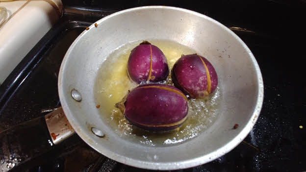 Fry the eggplants