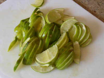 Chop lime in long pieces