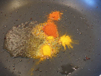 Add spices for sabudana khichdi