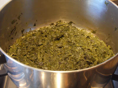 Boil the leaves for sarson ka saag