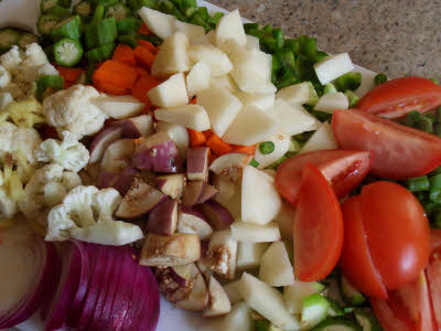 Chop all the vegetables finely
