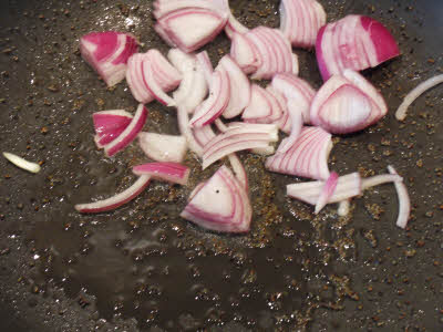 Saute onion for lemon rice