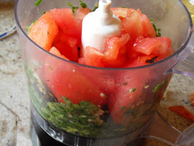 Add tomatoes, salt, pepper and lime juice  and blend salsa