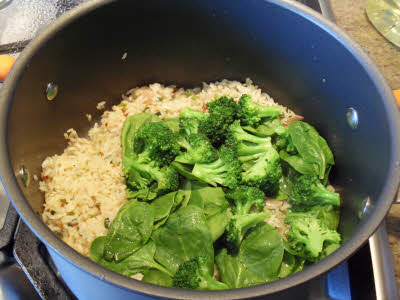 Add vegetables for risotto