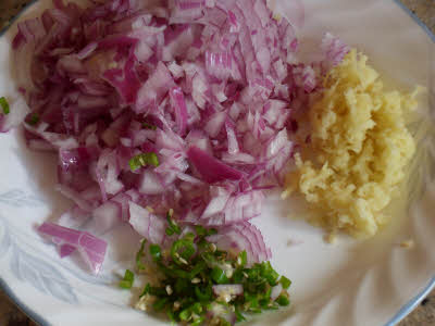 Chop onion and ginger