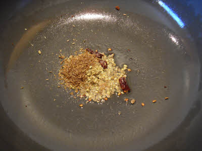 Cook spices for Methi Mangori