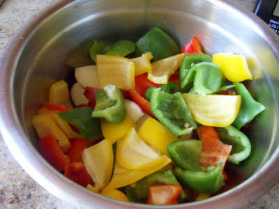 Chop vegetables for moroccan potatoes