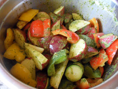 Prepare vegetables for baking