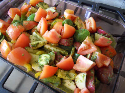 Prepare vegetables for baking