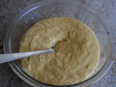 Blend corn and garlic for enchilada sauce