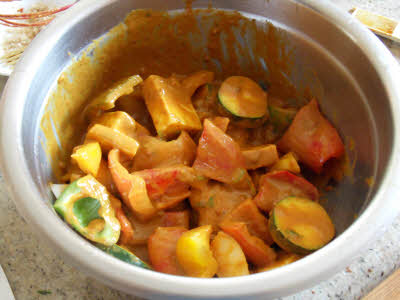 Marinate paneer and veg