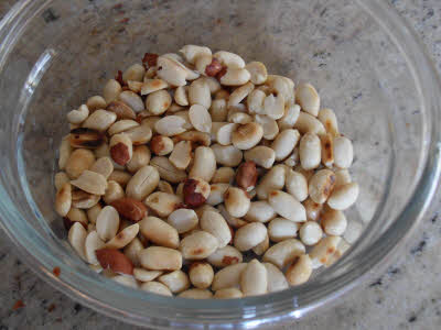 Roast peanuts for the sauce