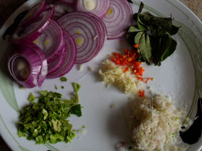 Prepare the vegetables for roti paranta dip