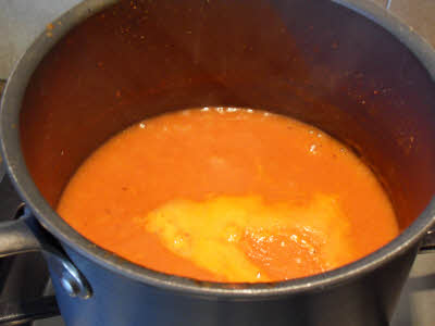 Boil tomato enchilada sauce