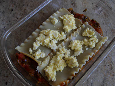 Layer pasta for Spinach Lasagne