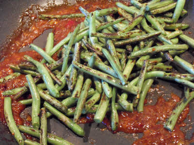 Preparing Schezwan Green Beans