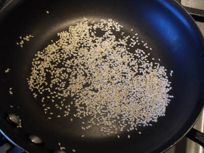 Dry roast the sesame seeds