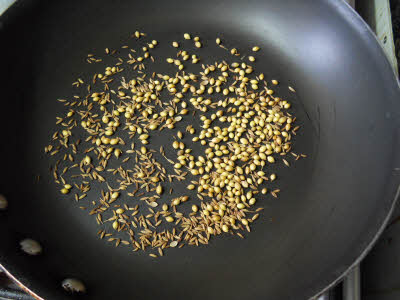 Roast coriander and cumin seeds