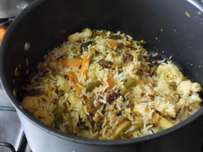 Vegetable Biryani is ready to serve