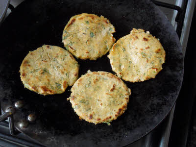 Cooking the pancakes with oil