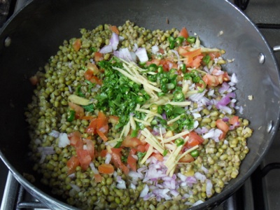 Added chopped vegetables to Sprouted Moong
