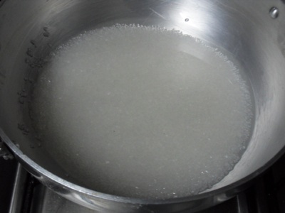 Making sugar syrup for Shakkar Pare