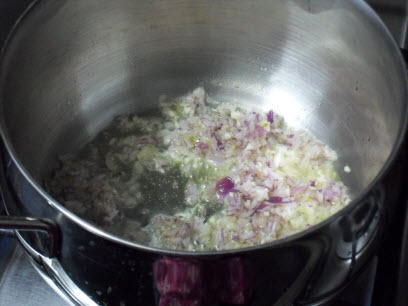 Frying onion and garlic