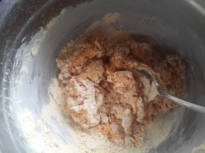 Making dough for besan bhujia