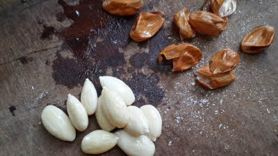 Soaked and peeled almonds