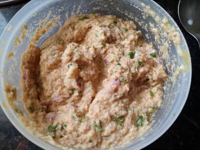 Preparing Ram Laddoo batter